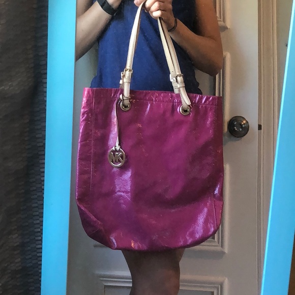 Michael Kors Handbags - Michael Kors Patent Leather Tote, Hot pink
